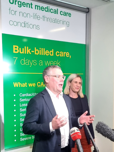 Senator Murray Watt and Labor Candidate Renee Coffey at the South Brisbane Medicare UCC